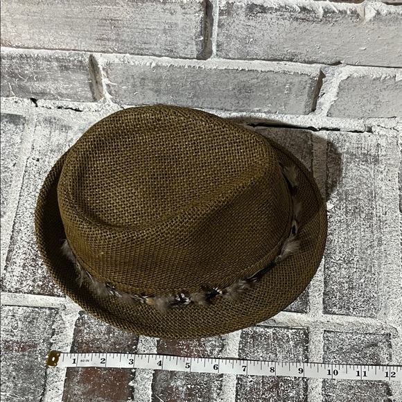 Brown Fedora Hat with Feather Band - Picture 5 of 16